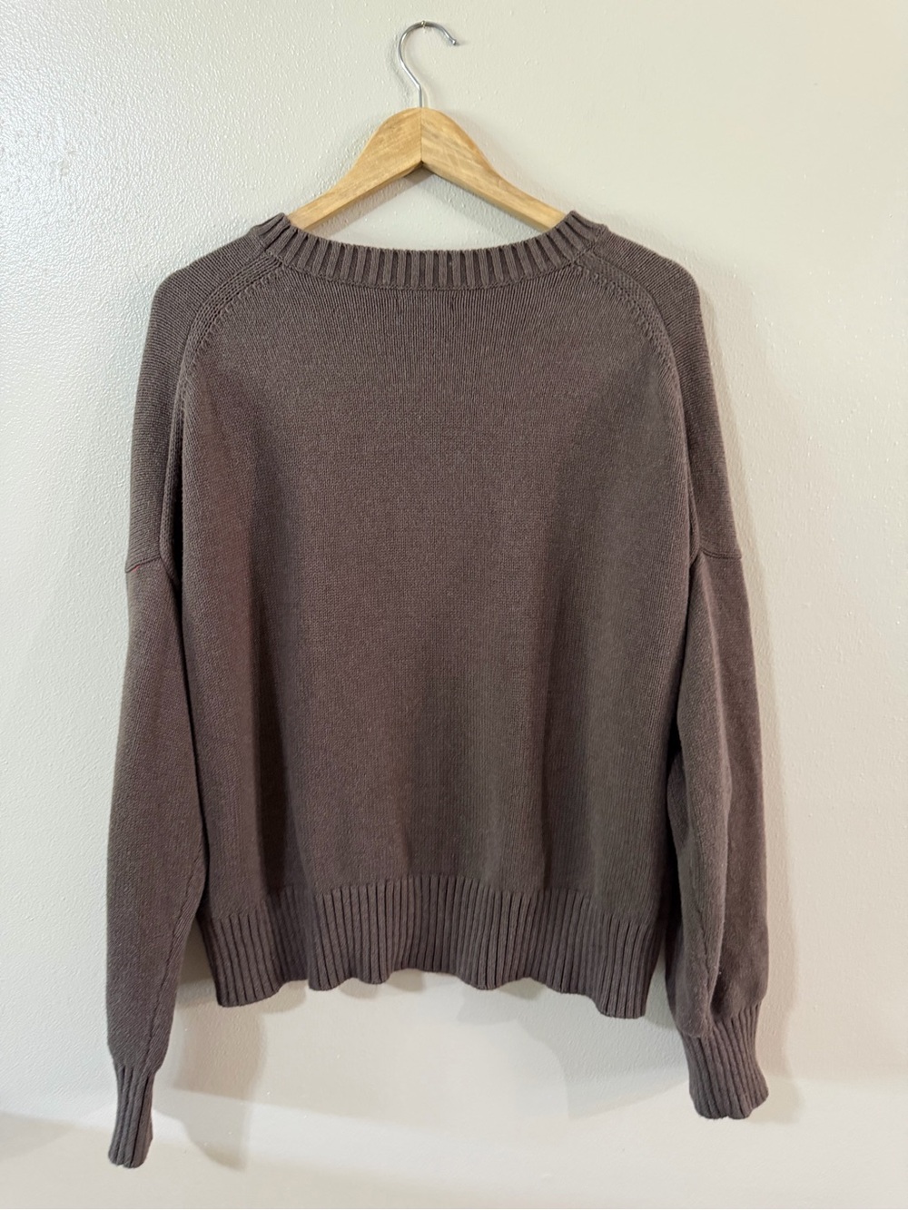 Quince 100% Organic Cotton Boyfriend Crew Sweater, Heather Brown, Large - Picture 12 of 15